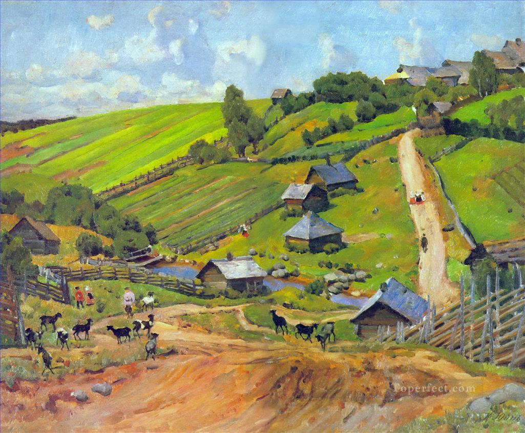 pueblo de la gobernación de Novgorod 1912 Konstantin Yuon Pintura al óleo